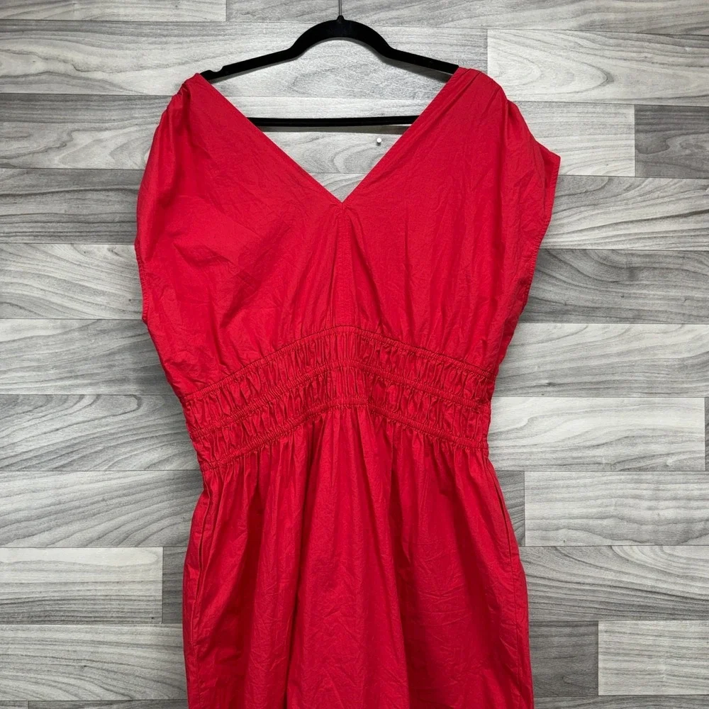 Universal Thread Maxi Dress Women's XL Red Empire Waist Sleeveless V-Neck Pocket